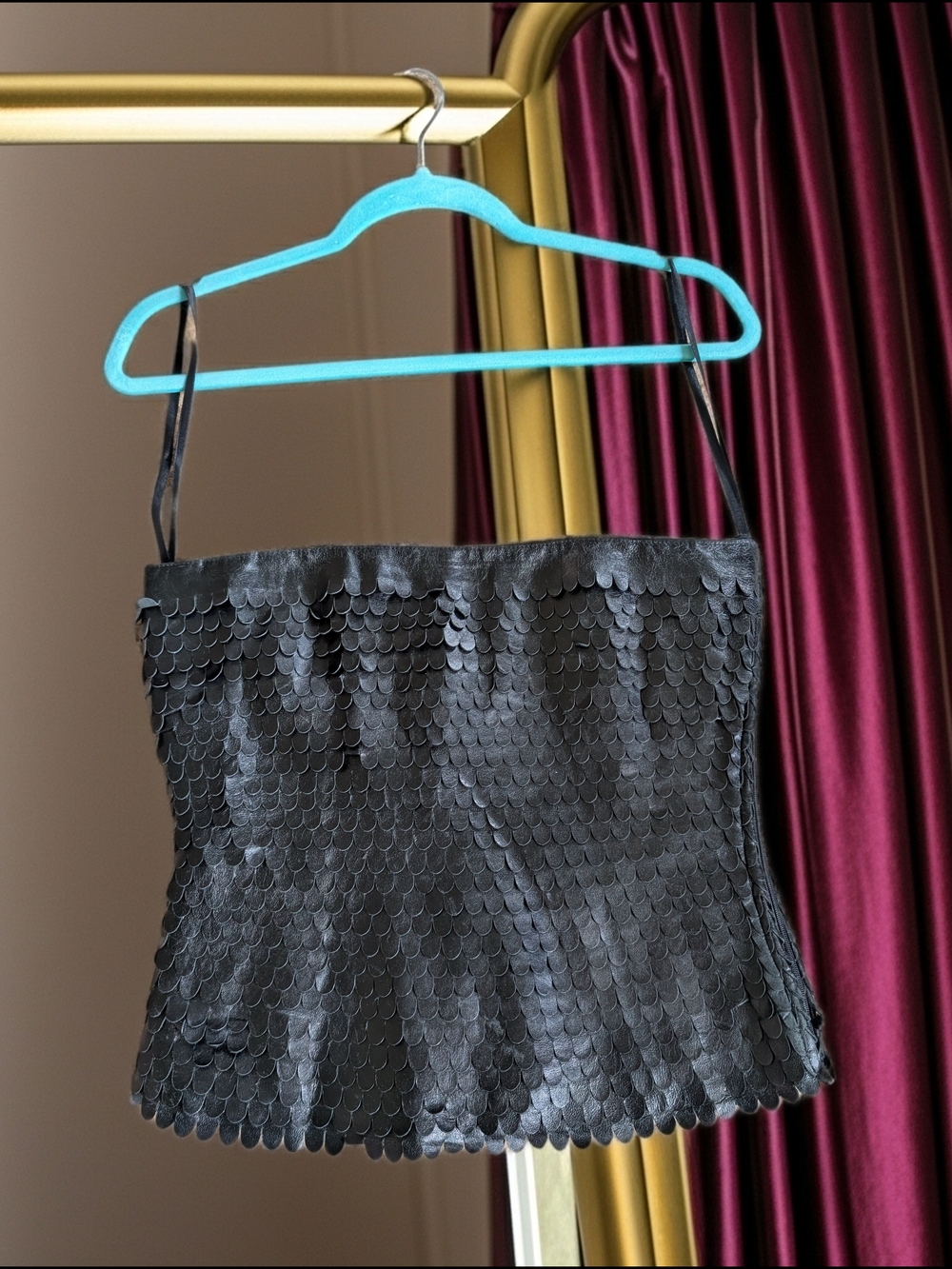 Max Azria Strapless Leather Top. Size 8 Like New
